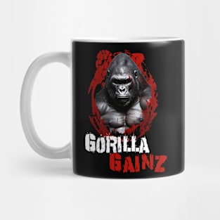 Silverback Gorilla Gainz Muscle Ape Distressed Design Mug